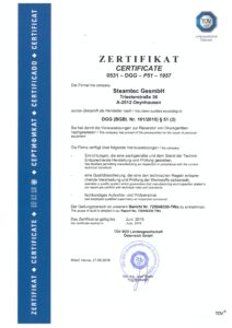 steamtec Zertifikat DGG $51 2016